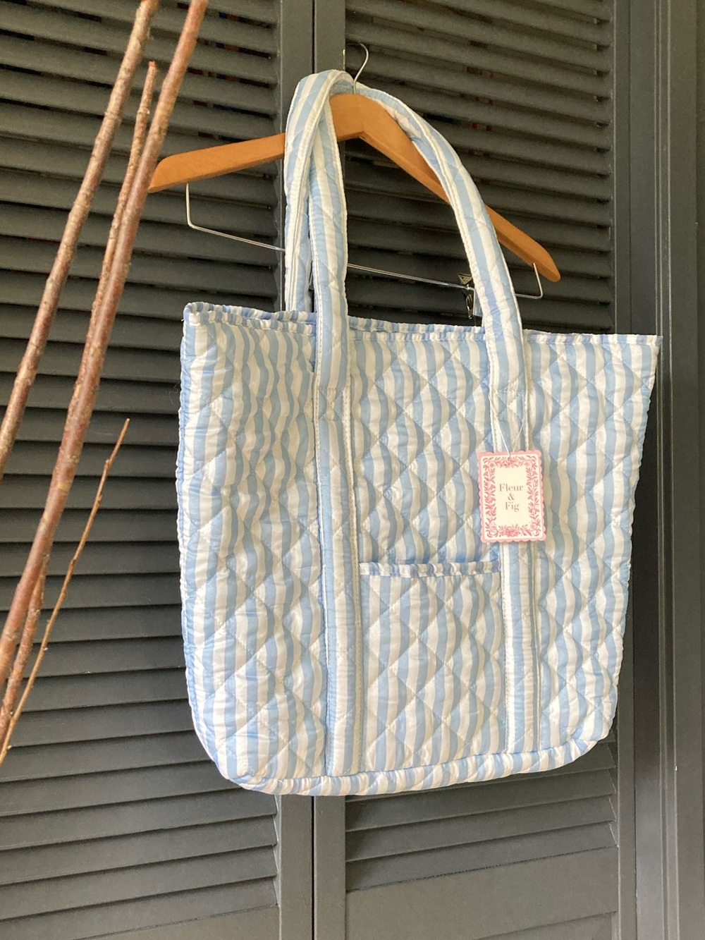 Quilted Striped Tote Bag
